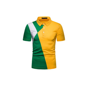 เสื้อโปโลชายลายทางตัดสีเรียบง่ายสบายๆ ปกเสื้อสีพื้น สไตล์ใหม่สำหรับฤดูใบไม้ผลิและฤดูใบไม้ร่วง ผลิตจากเส้นใยโพลีเอสเตอร์ 100% - Product Image 5