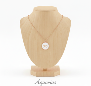 Collar de Cadena Delicado con Signo del Zodiaco Acuario, Hecho a Medida con Gemas Rudra, de Plata de Ley 925 de Alta Calidad Certificada, Unisex - Product Image 1