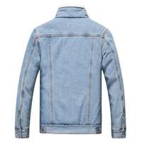 Erkek mavi Jean ceket Unisex polar astarlı Denim ceket düğmesi kış deri yıkanmış tekniği toptan özelleştirme seçenekleri