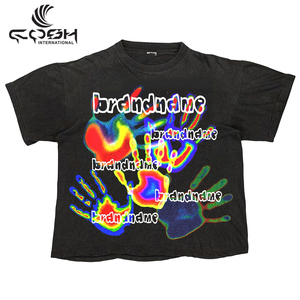 Proveedor al por mayor personalizable camisetas en blanco serigrafía DTF DTG Puff estampado desgastado Chenille apliques bordado camiseta - Product Image 5