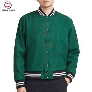 แจ็คเก็ตหนังแกะทรงวาร์ซิตี้สำหรับผู้ชาย สไตล์เท่ห์ ไซส์ใหญ่  แบบถัก ระบายอากาศได้ดี  ขายดี - Product Image 1