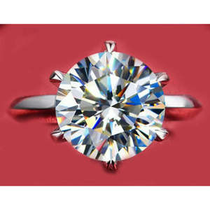 Anillo de compromiso de plata de ley con diamante de moissanita redondo blanco VVS1 de 3 quilates, calidad AAA+, talla 8 Cus-Jew84 - Product Image 1