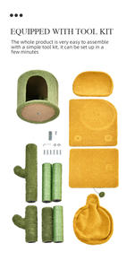 Hoge Groene Cactus Kat Boom Krabber Toren Meubels Natuurlijke Sisal Krassen Palen Cactus Kat Toren - Product Image 4