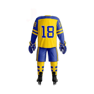 Vente en gros de maillots de hockey à la mode personnalisés 2024 ensembles d'uniformes de hockey sur glace professionnels sublimés 100% polyester unisexe - Product Image 6