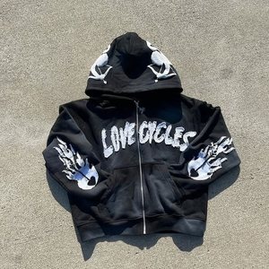 Survêtement léger d'hiver pour homme, personnalisable OEM, avec logo brodé effet vieilli, sweat à capuche vintage délavé à l'acide et pantalon de survêtement évasé - Product Image 4