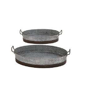 Fresh Arrival Home Kitchen <b>Supplies</b> Iron Handle Rectangular Galvanized Serving Tray <b>Hotels</b> <b>Restaurants</b> Serving Tray - Product Image 1