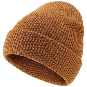 Wholesale 2024 Popular Blank Plain Colorful Unisex Acrylic Winter <b>Cap</b> with Tags Knitted Solid Color Beanie Hat for Men and Women - Product Image 1