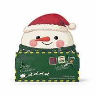 Carte de vœux de Noël personnalisée en forme de bonhomme de neige découpé en 3D, carte cadeau pliable en une seule pièce avec languettes de verrouillage intégrées, papier artistique
