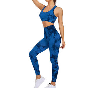Estilos de moda Conjuntos de yoga Impresión por sublimación 2 piezas Conjunto de yoga sin costuras para mujeres para adultos Leggings de mujer con logotipo personalizado - Product Image 2