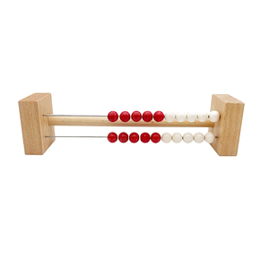 PLOMA AE101 Ábaco de madera de 23 cm con 2 filas para contar, sumar y restar, con cuentas metálicas blancas y rojas para estudiantes - Product Image 1
