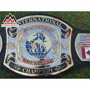 มวยปล้ำเฮฟวี่เวทสากลเข็มขัดแชมป์กำหนดเองขนาดผู้ใหญ่ชุบสังกะสีสายหนัง vegetan ชุบคู่ - Product Image 5