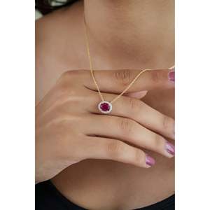 Collier pendentif fleur en platine et or 14 carats avec diamant taille princesse et perle - Product Image 2