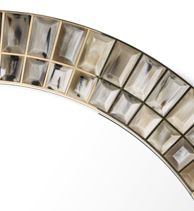 Miroir mural élégant à cadre en bois de manguier et corne fabriqué à la main pour la salle de montre de bureau à domicile ou le décor de restaurant - Product Image 2