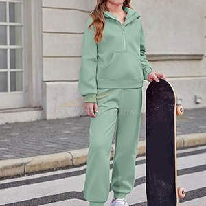 ชุดวอร์มลำลองสำหรับเด็กผู้หญิงชุดวอร์มผ้าระบายอากาศมีฮู้ดและกางเกงจ๊อกกิ้งมีซิปแบบทันสมัยสำหรับฤดูใบไม้ร่วงฤดูหนาว - Product Image 4