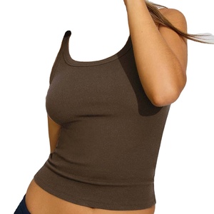 Débardeur tricoté respirant et séchant rapidement pour femme, col montant, logo frontal, amincissant, idéal pour la course, le yoga et le sport - Product Image 2