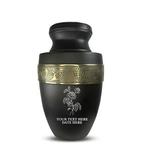 Personalized Human Cremation Urn for Adult Ashes Men Women Aluminum Urn with Name Date Design Black with Silver Rim Custom Size - Product Image 5