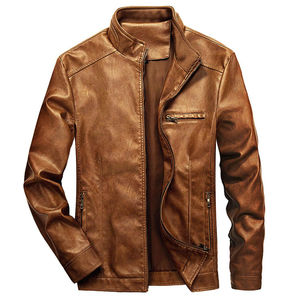 Customized Wholesale New Fashion men's <b>jackets</b> High Quality Zip up Stand <b>Collar</b> Winter Leather <b>jacket</b> for men In 2026 - Product Image 6