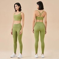 Ensemble de Vêtements de Sport Yoga Leggings et Hauts Tenues de Fitness Sportives Vêtements de Gym Soutien-Gorge et Pantalons Ensembles Tenue de Course pour Femme
