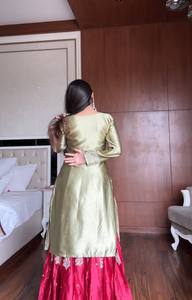 LANZANDO NUEVO DISEÑADOR SHARARA PALAZZO FABRIC MOSS SATIN con SECUENCIA DE BORDADO TRABAJO para PARTY REVERSER - Product Image 5