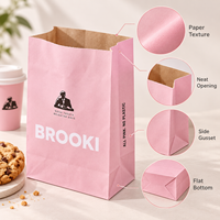Sacs en papier kraft biodégradables roses personnalisés avec logo, résistants à la graisse, pour mini-beignets, biscuits et chocolats – Vente chaude