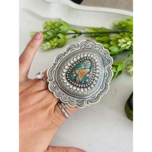 Anillo Ajustable Arnold Blackgoat con Turquesa Verde Rara del Lago Carico y Plata de Ley, Ideal para Regalo - Product Image 2