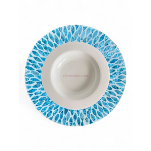 Assiettes de table élégantes et luxueuses pour mariage, fabriquées en nacre avec un cœur en bambou, aspect nacre, origine Vietnam - Product Image 2