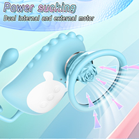 Dinosaurier-Milchpumpe, einziehbares Modell, himmelblau, Vibrator mit Saug-Kegel-Funktion, USB-wiederaufladbar, IPX6 wasserdicht, 10 Geschwindigkeiten