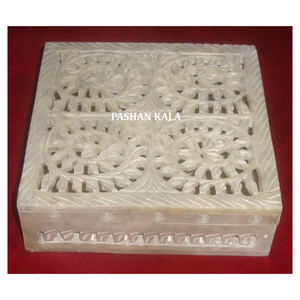 Cajas de Joyería Cuadradas de Piedra Jabonosa Natural Hechas a Mano de la Mejor Calidad de la India, Diseño Moderno para Regalos de Boda - Product Image 1