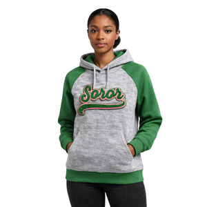 เสื้อฮู้ดแขนแร็กแลน Heather Grey 08 สำหรับชมรมนักศึกษาหญิง สีชมพู-เขียว สไตล์ลำลอง สำหรับฤดูหนาว - Product Image 1