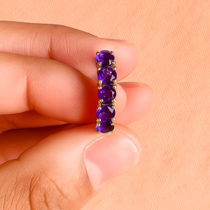 Bague de fiançailles et de mariage en argent sterling 925 plaqué rhodium avec 5 améthystes, tendance, certifiée, idéale pour les fêtes et les anniversaires, bijoux cadeau - Product Image 5