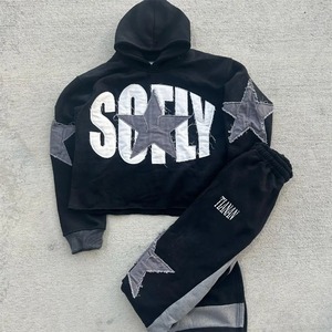 Men's Plus Size Pullover Hoodie and Sweatpants <b>Set</b> with Custom <b>Embroidery</b> Manufacturers Wholesale for Winter - Product Image 3