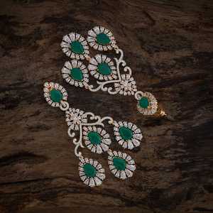 Boucles d'oreilles pendantes en zircon 180697, forme fleur, plaqué rhodium/or rose, taille poire, pour occasions de mariage - Product Image 2