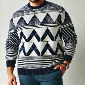 Ventes chaudes, services OEM ODM, vente en gros, logo personnalisé, jacquard, automne-hiver, pull en tricot personnalisé pour homme, taille plus, respirant, 100% - Product Image 2