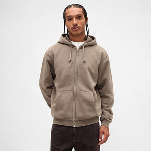 Sweat à capuche zippé chaud et confortable Vêtements de loisirs polyvalents et confortables Coupe décontractée pour une pièce de superposition essentielle de style de rue moderne - Product Image 1