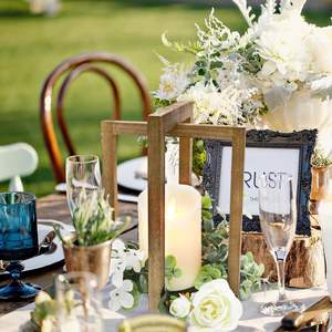 Wedding Lantern Centerpiece Lantern <b>Candle</b> Holder for Table <b>Set</b> of 2 Rotate Wood Lantern Decorative Wedding Center - Product Image 5