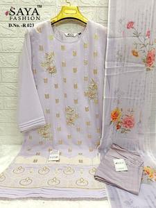 Nouveau 2024 dernière robe de créateur à feuilles persistantes Georgette Salwar Suit & Dupatta avec broderie lourde et travail à la main exportateur mondial - Product Image 5