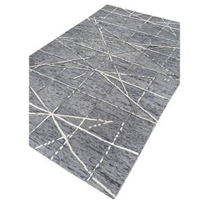 พรมขนสัตว์และวิสโคสถักมือลายโมโด แอ็บสแตรคท์ สีเทาและสีดำ รุ่น TRA-14743 พรมรูปสี่เหลี่ยมผืนผ้าเนื้อนุ่มสำหรับบ้านและทางเดิน ลายทาง - Product Image 2