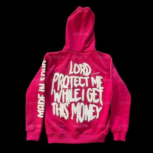 Nouveau sweat à capuche de haute qualité pour hommes en coton américain avec fermeture éclair style streetwear intégral avec visage brodé - Product Image 6