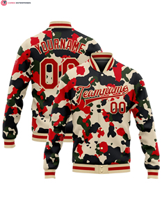 Blousons de baseball varsity pour hommes, grande taille, 100% coton, antibactériens, avec logo personnalisé, col montant et patch brodé sur le devant - Product Image 4