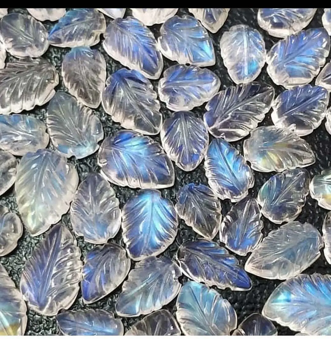 Super Shiny Gems carving Crystal Leaf Shaped Carving Stones Wedding Jewelry Making Carving Gems