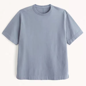 T-shirts de gym pour hommes personnalisés 100% jersey de coton coupe ajustée gris solide logo vierge design brodé anti-rides en vrac - Product Image 3