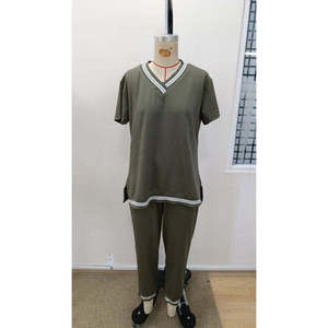 Conjunto de Dos Piezas para Mujer, Blusa de Manga Corta con Cuello en V y Pantalones, 35790 - Negro - Product Image 4