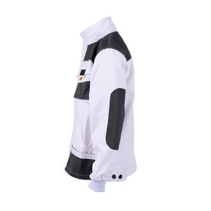 JMS-INDUSTRIES Veste de travail unisexe blanche avec empiècements noirs, multi-poches, vêtement de protection utilitaire en coton, taille adulte, résistante aux perforations - Product Image 3
