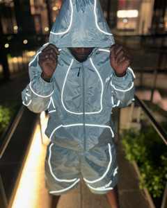 Hot Sell Men Running Outdoor Sportswear piping Zip up Polyester Nylon Windbreaker Tracksuit <b>Track</b> <b>Jacket</b> and Short Set - Product Image 1