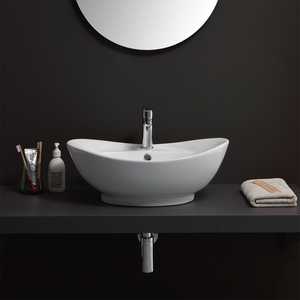 อ่างล้างหน้าเซรามิกสีขาวทรงวงรี - Product Image 4