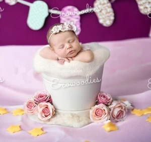 Charmant mignon bébé nouveau-né photographie bambou seau accessoires naturel bois massif photographie accessoires pour nouveau-né bébé - Product Image 3