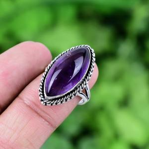 925 Plata estampada mejor diseño anillo de regalo de boda 925 plata esterlina hecha a mano piedra preciosa amatista Spinner anillo joyería clásica - Product Image 4