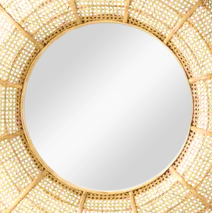 Miroir en rotin de forme ronde de haute qualité décor mural en bois minimaliste fait à la main pour tous les jours ou mariage - Product Image 2