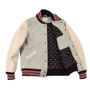 Wholesale Men CusCustom Cotton Fleece Baseball Jacket Embroidered Letterman Cotton Sleeves CollegeBaseballjacket for men - Product Image 2