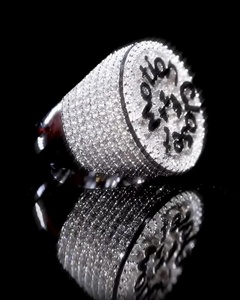 <b>Iced</b> Out Round Shape Custom Letter 925 Sterling Silver VVS Moissanite Diamond Hip Hop Statement <b>Ring</b> For Unisex Wear - Product Image 4